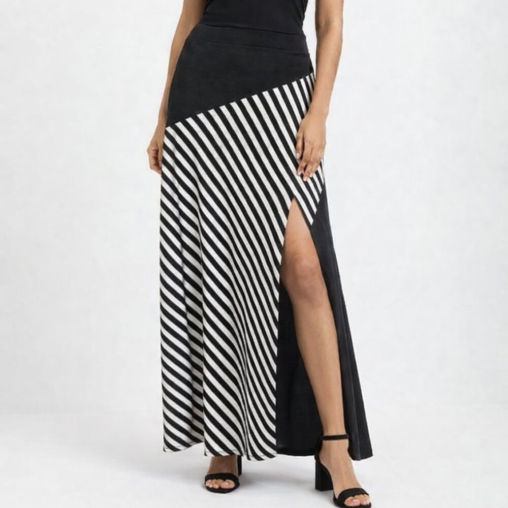 Black and White Striped Maxi Skirt Size 1x